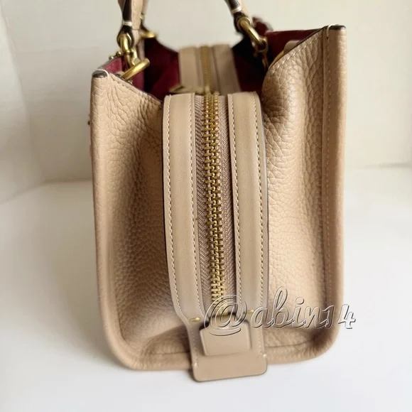 Exclusive Coach Rogue 25 Leather Top Handle Satchel Handbag in Color Taupe - Picture 4 of 16
